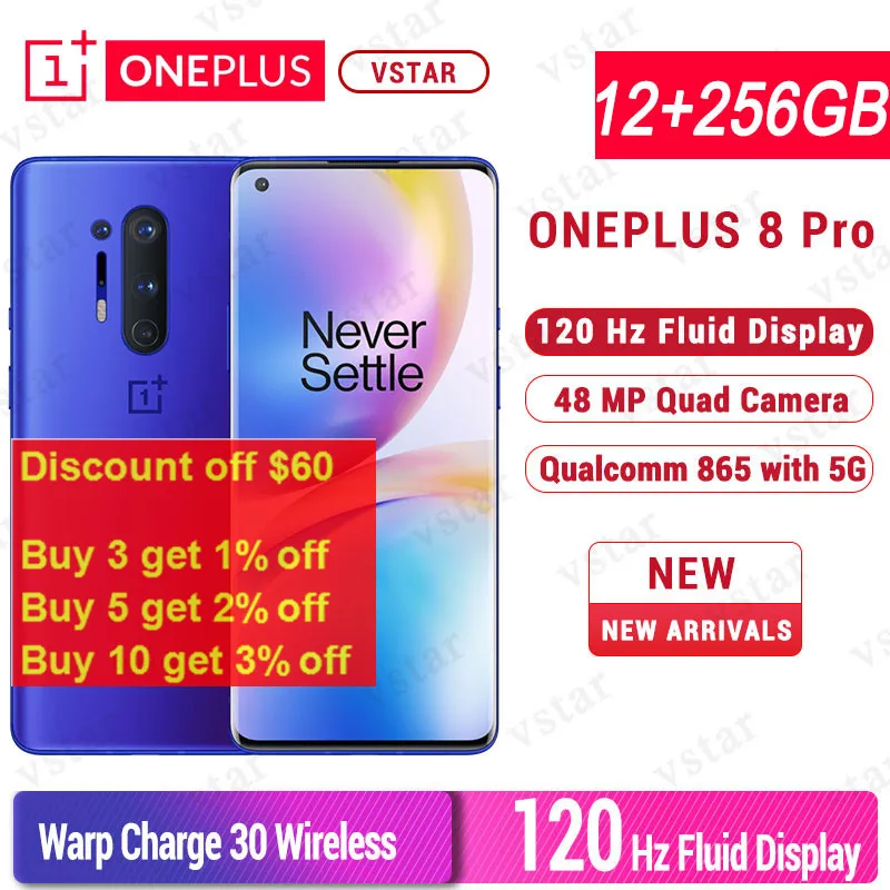 Глобальная прошивка Oneplus 8 Pro 5G смартфон 6 78 '཈G Оперативная память 256G Rom Snapdragon 865