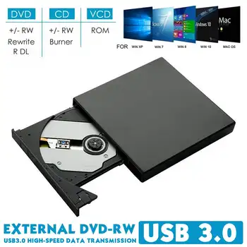 

External USB 3.0 DVD RW CD Writer Slim Carbon Grain Drive Burner Reader Player For PC Laptop Optical Drive