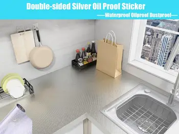 

Kitchen Oil-proof Stickers Cabinet Wallpaper Self-adhesive Waterproof Aluminum Foil Wall Stickers High Temperature Resistance