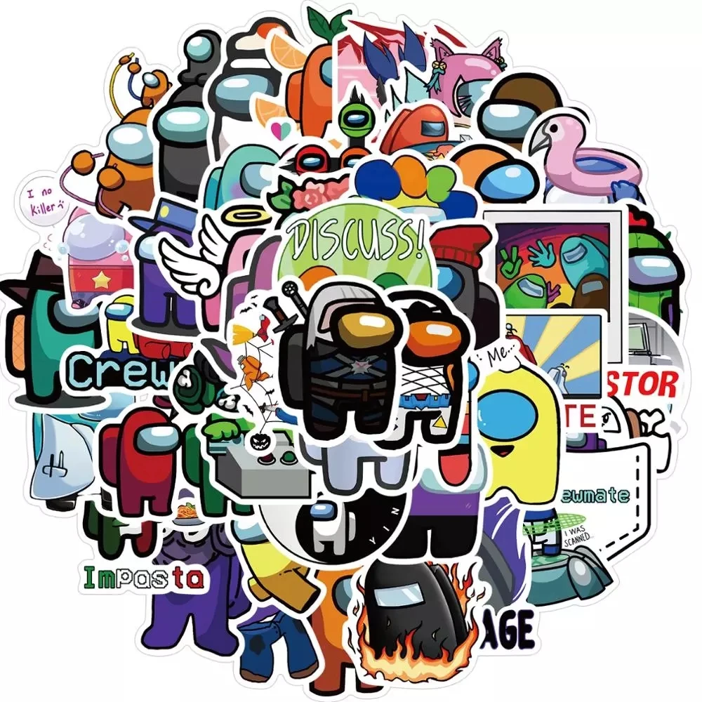 

50pcs Game Among Us Graffiti Stickers Game Anime Stickers Toy Luggage Laptop Guitar Waterproof Stickers Without Leaving Glue