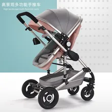 Портативная детская коляска с высоким обзором, новая детская коляска с складным четырехколесным амортизатором