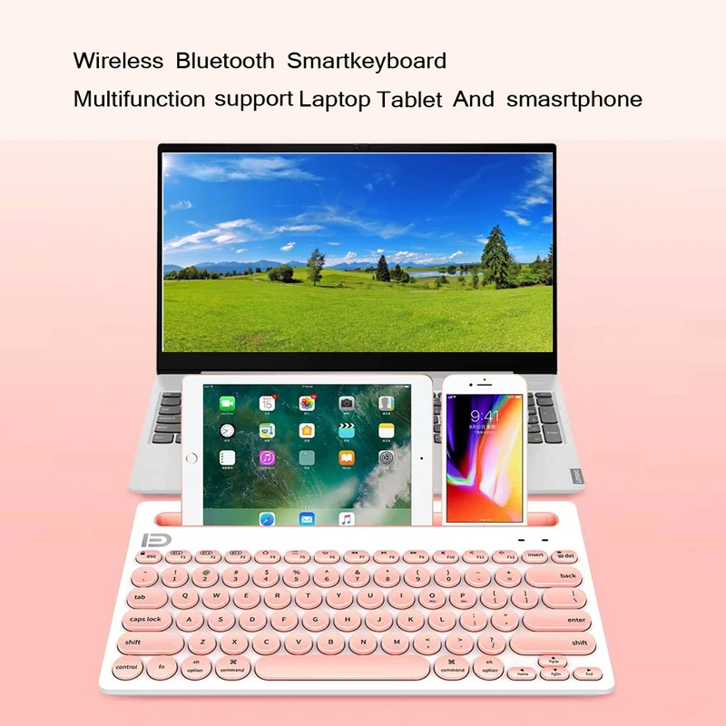 Multi-Device Bluetooth Wireless Keyboard Ultra Mini Mute Keyboard For Mac Chrome OS Windows For iPhone iPad Android