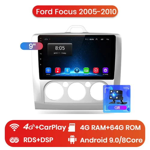 4-64G for 4G Junsun V1 2G+ 32G Android 8,0 DSP для фокуса 2005-2010 автомобильный Радио Мультимедиа Видео плеер навигация gps RDS 2 din dvd - Цвет: 4-64G for 4G