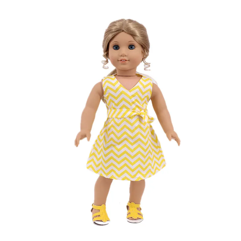 For 18 Inch American Doll Girls & 43 Cm New Born Baby Items,Doll Dress T-shirt + Jeans/Dress,Dolls Accessories For Clothes,Shoes 9