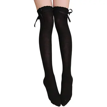 

Women's Stockings Japanese Girl Beautiful Legs Over The Knee Socks College Wind Bow Ribbon Socks Thin Over The Knee Stockings