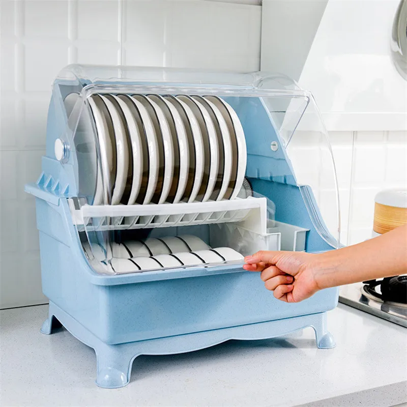 

Kitchen Draining Cupboard with Lid Tableware Put Dishes Storage Rack Supplies Home Encyclopaedia Tableware Box Storage Shelf