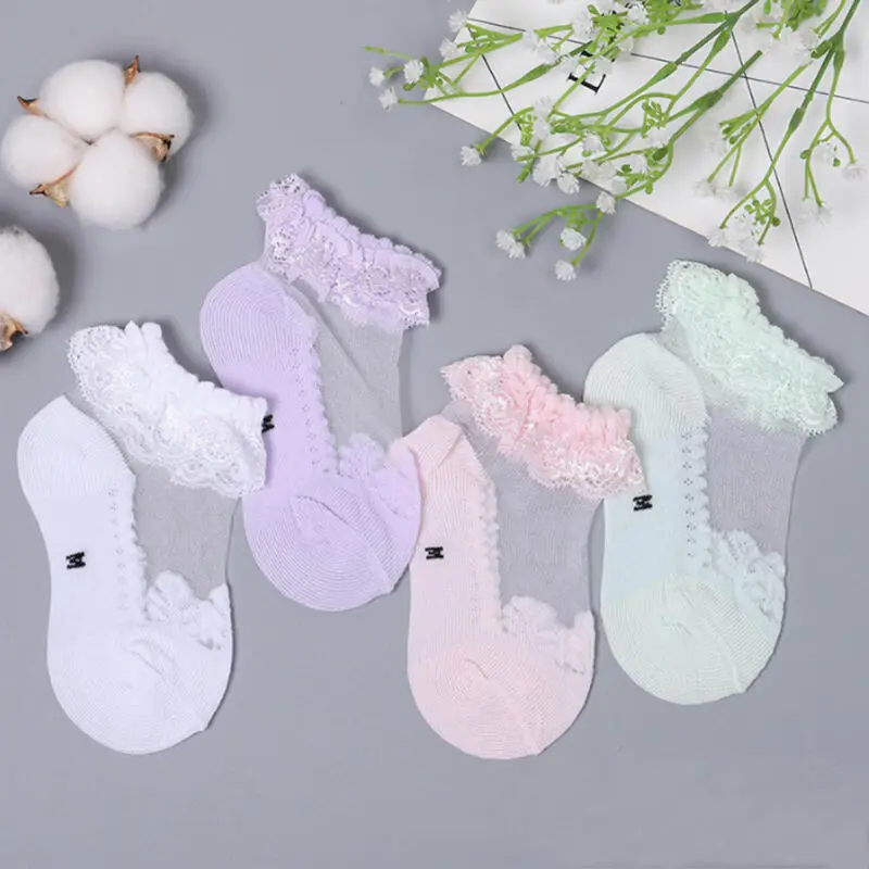 Emmaaby/модные однотонные кружевные короткие носки пачки с оборками и бантом для