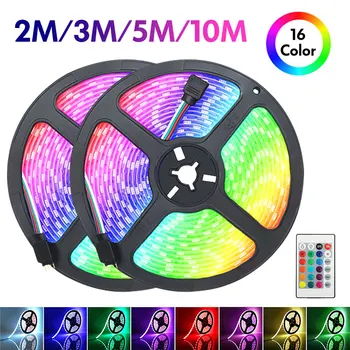 

2M 3M 5M 10M DC12V RGB LED Strip Light for Home SMD2835 LED Lights 24Keys IR Remote Control US Power Plug Decoration Lighting