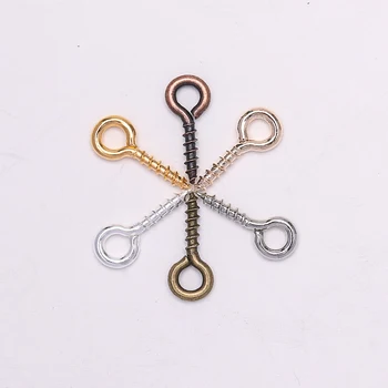 

200pcs Small Tiny Mini Eye Pins Eyepins Hooks Eyelets Screw Threaded Gold Clasps Hooks Jewelry Findings For Making DIY