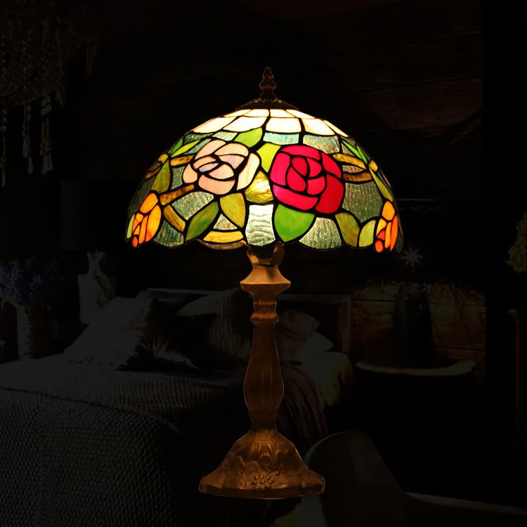 

Tiffany Table Lamp E27 Baroque Bedroom Bedside Lamp Creative Fashion Retro Table Lamp