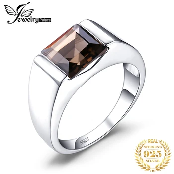 

JewPalace Genuine Smoky Quartz Ring 925 Sterling Silver Rings for men Wedding Rings Silver 925 Gemstones Jewelry Fine Jewelry