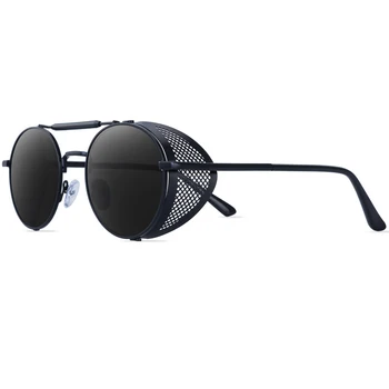Classic Gothic Steampunk Style Sunglasses Men Women Brand Designer Retro Round Metal Frame Colorful Lens Sun Glasses 1