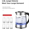 1.8L Blue LED Light Electric Glass Kettle 1800W Tea Coffee Kettle Pot with Temperature Control & Keep-Warm Function 3