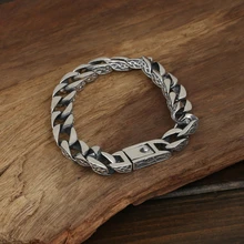 925 пробы серебряный браслет на заказ Винтаж Панк тяжелый ручной работы для мужчин ювелирные изделия Armbanden voor vrouwen