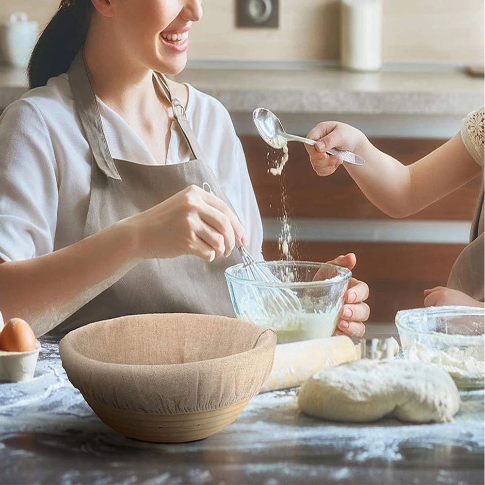 Fermentation Basket Kitchen Tool 6 Pieces 9/10 Inch Oval/Round Bread Fermentation Basket Cloth Lining Dough Basket Cover Fermentation Cloth For Cake