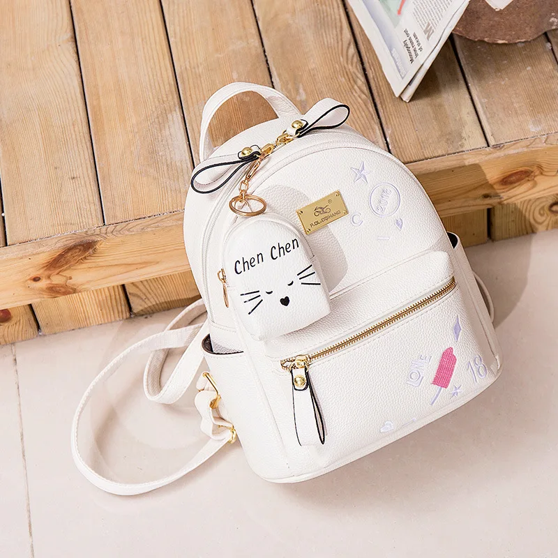 

Backpack Women's 2019 New Style Korean-style Versatile Fashion Soft Leather Women's Travel Mini Backpack Embroidered Bag