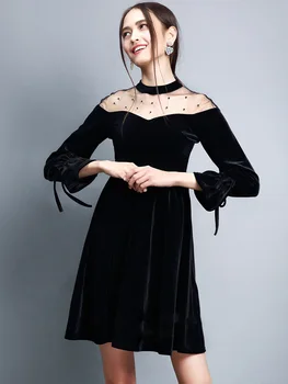 

See Through Sexy Lace High Fashion Dress Runway A-line Streetwear Slim Nightclub Black Temperament Strapless British Style