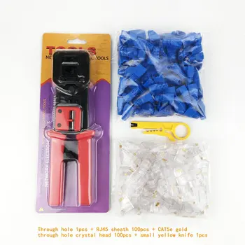 

Crimping Tool Net Clamp Set Cable Pliers Combination Crystal Rj45 Red Black Network Through-hole Head With Super Five Types Of