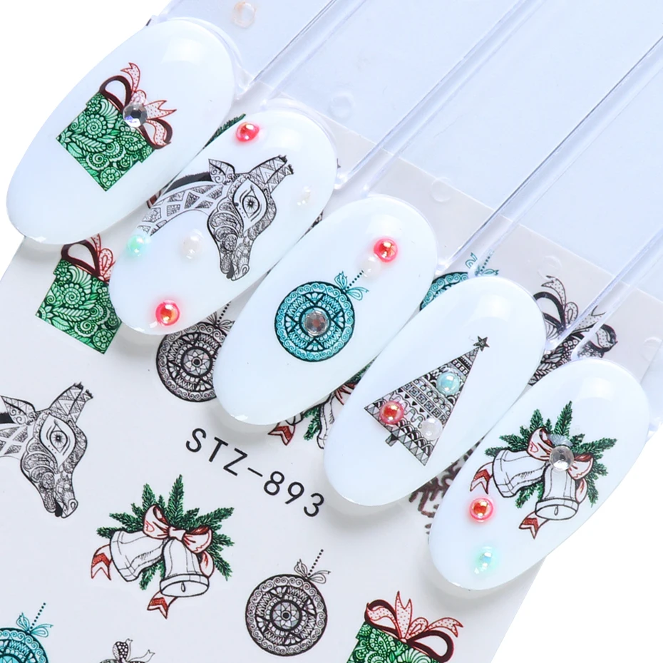1 шт рождественские переводные наклейки для дизайна ногтей маникюр год слайдер советы Снеговик Лось Сова Снежинка Дизайн обертывания наклейка TRSTZ892-905