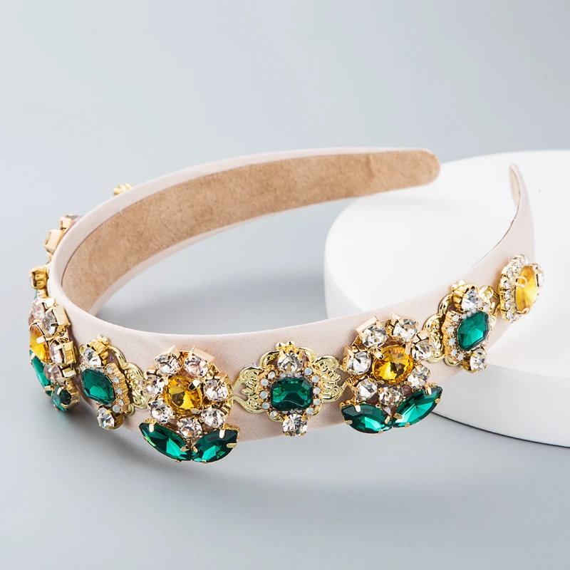 

Hot Selling Party Hoops for Female Baroque Fashionable Personality Sunflower Inlaid Shiny Rhinestone Glass Big Brand Hair Band