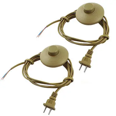 

2Pcs Brown Round AC125V 3A AC250V 6A US Plug Step On Switch 1.8M