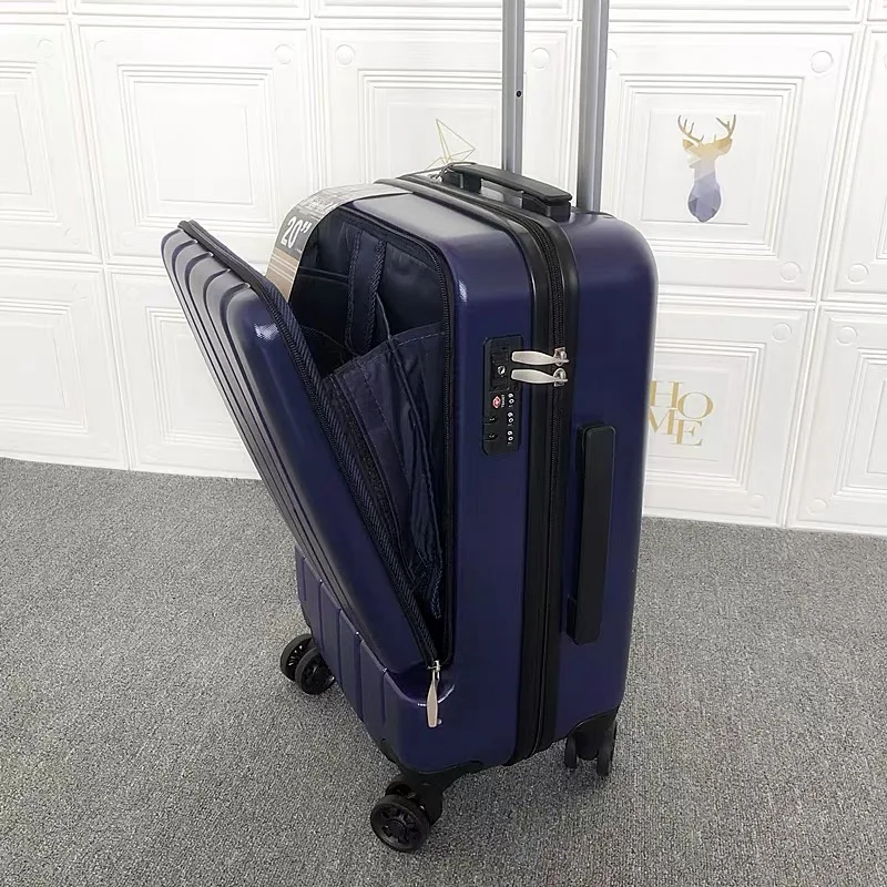 blue CARRYLOVE 2" дюймов бизнес кабина чемодан карман тележка Сумка на колесиках для ноутбука - Цвет: blue