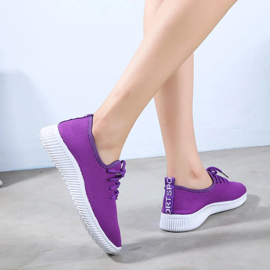 Women Sneakers Outdoor Solid Round Toe Breathable Loafers Soft Leisure Flat Running Shoes Sports Shoes Light Bottom Shoes#1007