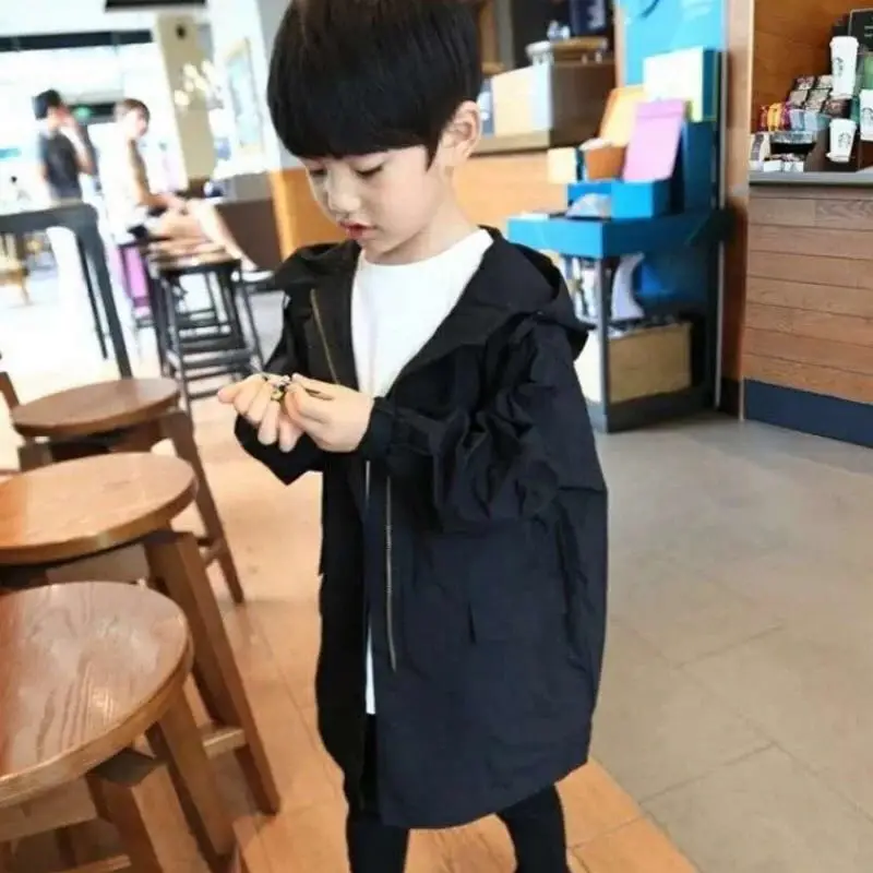 

2020 Spring and Autumn Boys Long Casual Handsome Hooded Trench Coat