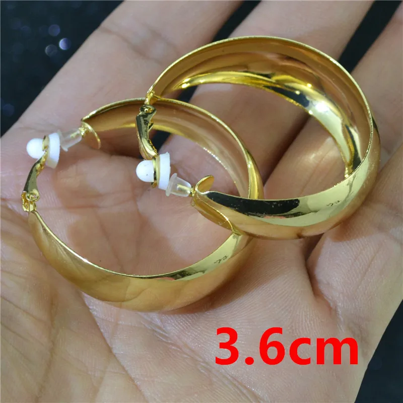 gold clip 3.6cm Большие круглые клипсы на ухо без пирсинга без отверстия для ушей женские серьги Модные ювелирные изделия розовое золото серебро петли женские Клипсы Серьги - Окраска металла: gold clip 3.6cm