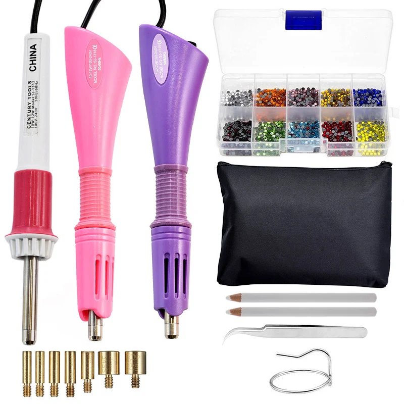 

Hotfix Rhinestone tool kit Pink Iron-on Hot Fix Rhinestone Applicator Wand Heat-fix Tool 110/220V Drill Pen Electric Ho DIY Fix