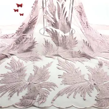 

3D Flowers Latest sequins African Cord Lace Fabrics High Quality Royal Blue Nigerian Lace Fabric For Wedding African Lace Fabric