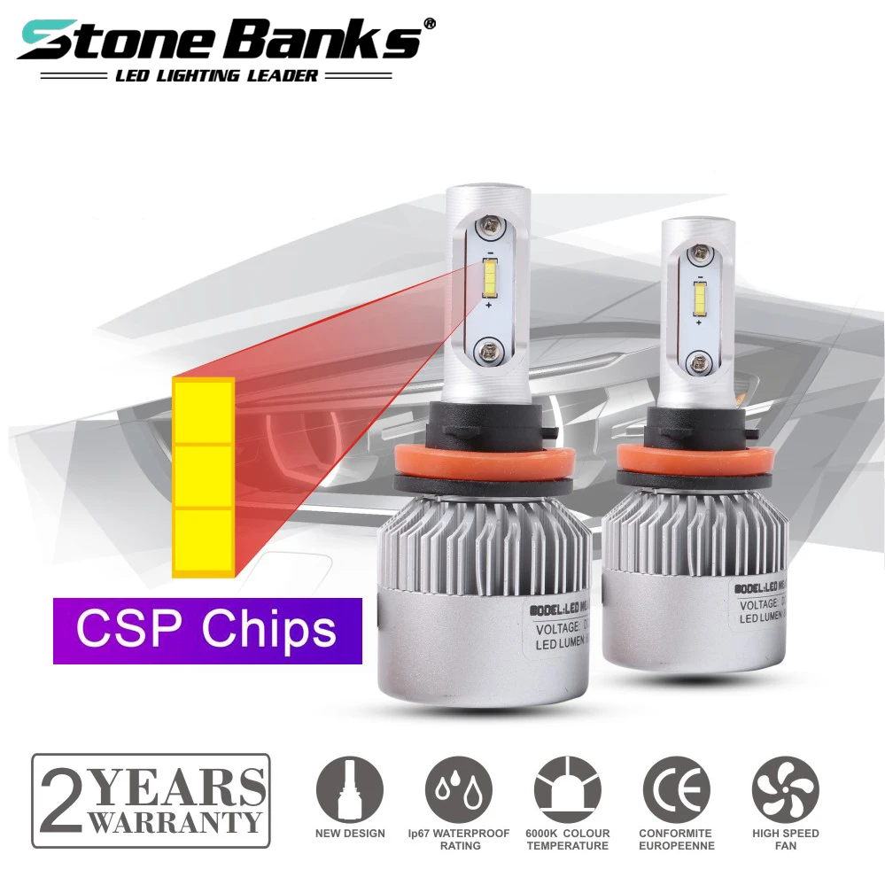 Stone Banks H4 HB2 H7 H11 H8 H9 H16 9005 HB3 9006 HB4 H1 H3 светодиодный фар автомобиля лампы 100W 20000LM S2 Супер авто лампы 6000 К 12 В