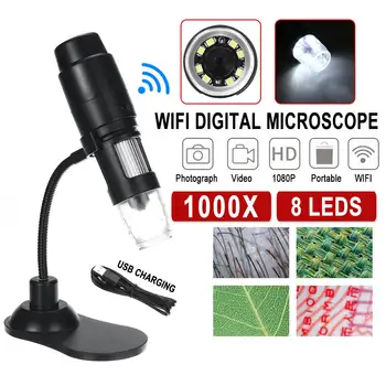 

Portable 1080P USB Microscope Camera 1000x WiFi Digital Microscope Handheld Magnifier Wifi With Stand For IOS Android PC