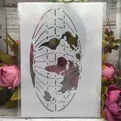 A4 29cm Globe Earth World Map DIY Layering Stencils Wall Painting Scrapbook Coloring Embossing Album Decorative Template