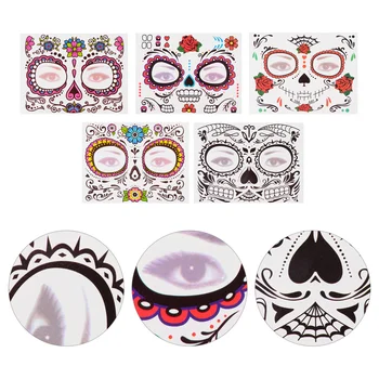 

15 Sheets Face Tattoos Stickers Waterproof Scary Skull Stickers Face Decals Body Tattoos Skull Decals for Halloween Day of the D