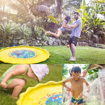 

Swiming Pool Play Summer PVC 170cm Pat Family Game Play Water Mat Garden Lawn Games Pad Inflatable Spray Water Cushion