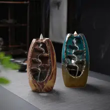 Керамический обратный поток водопад дымовая Курильница держатель горная река ручной работы держатель благовоний подарок матери Декор