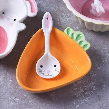 

Ceramic Bowl Rabbit Carrot Bowl Cute Cartoon Ceramic Bowl Creative Children's Rice Bowl Snack Bowl Baby Bowl Dessert Bowl Glass