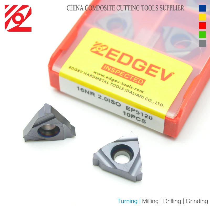 EDGEV 10 шт. 16ER 16NR 16IR 0,5 0,75 1,0 1,25 1,5 1,75 2,0 2,5 3,0 ISO резьбовые вставки карбида резьбы токарный инструмент