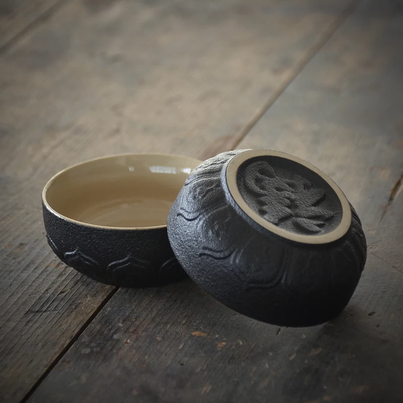 Tangpin Black Crockery Ceramic Teapots With 2 Cups a Tea Sets Portable Travel Tea Set Drinkware