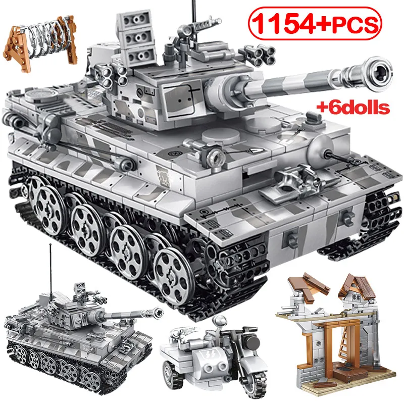 Игрушечные строительные блоки для мальчиков 1154 шт. Diy немецкий тигровый танк