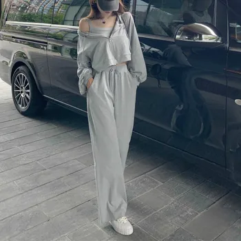 

New Autumn Winter Women Sets 3 Pieces Casual Zipper Short Hooded Jacket Sporty Pants Vest Lounge Wear Fashion Tracksuit Suits