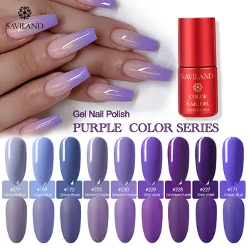 

SAVILAND Purple Series Gel Nail Polish Glitter 7ML UV Gel Polishes Lacquer Need Primer Base Matte Top Coat for Nails Art Design