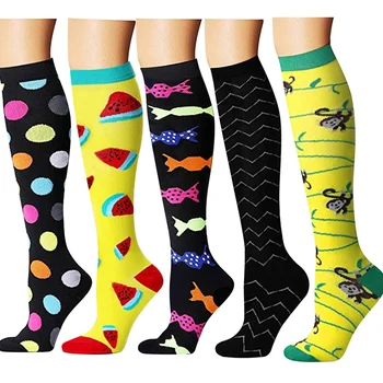 

Sale Leg Support Stretch Compression Socks Outdoor Sport Compression Socks Fruits Pattern Below Knee Socks Long Socks Stockings