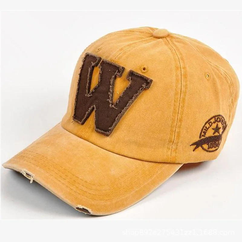 2021 Cotton Embroidery Letter W Baseball Cap Snapback Caps Bone casquette Hat Distressed Wearing Fitted Hat For Men Custom Hats
