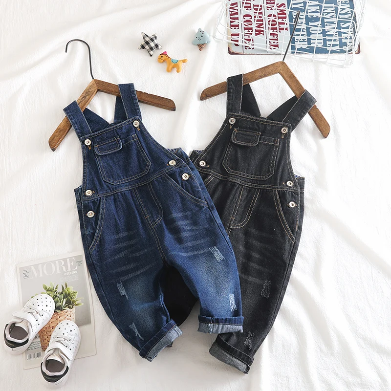 Children's Denim Overalls Autumn New Toddler Sspender Trousers Kids Boys Casual Jeans Strap Jeans for Baby Girls Pants 1-4Y