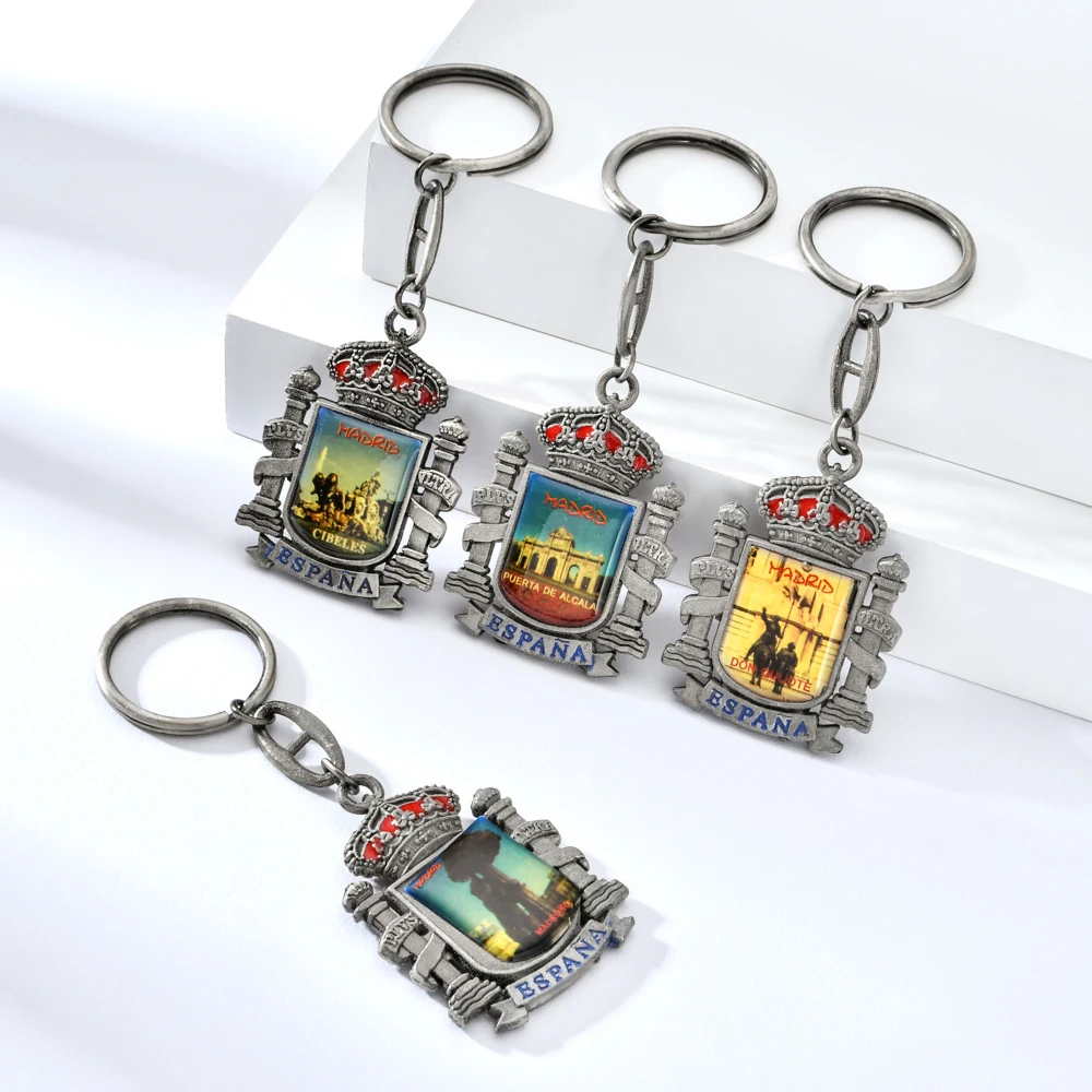 

Vicney Espana Style Zinc Alloy Key chain Silicone Building Keyring Spain Tourist Souvenir Keychain For Key Best Friend Gift