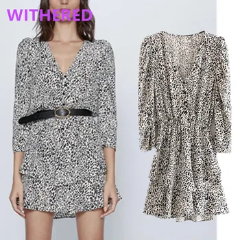 

Withered england vintage high street Zebra pattern cascading sexy v-neck summer dress women vestidos de fiesta de noche vestidos