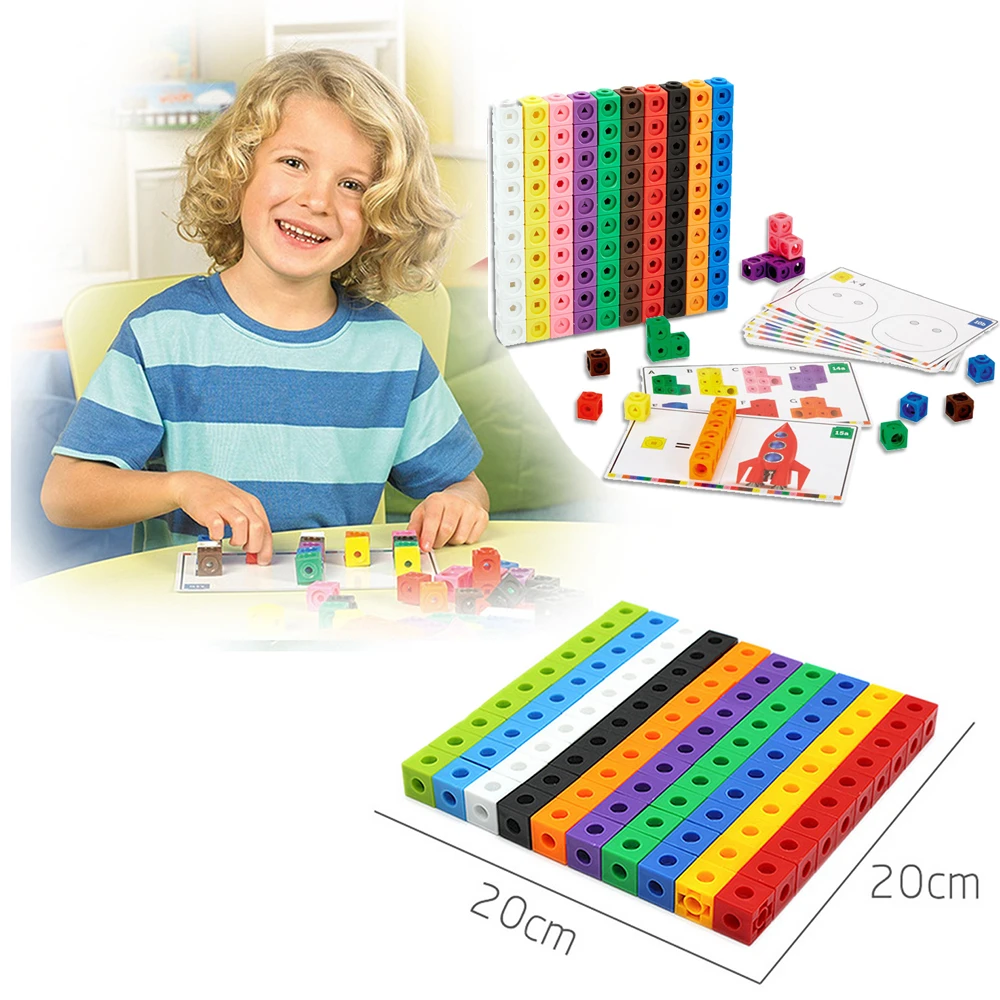 Cubes De Comptage Geometriques Pour Bebe 10 Couleurs 100 Pieces Maillons Graphiques Mathematiques Blocs A Empiler Construction Education Precoce Des Enfants Aliexpress