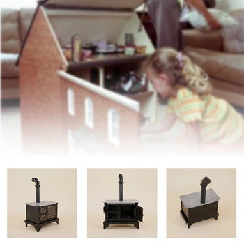 

Gift Mini Iron Chimney Doll House Kitchen Stove Home Decor Ornament Cooking Old-fashioned Furniture Toy Accessories Kids